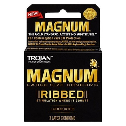 Trojan Condoms Magnum Ribbed 3ct