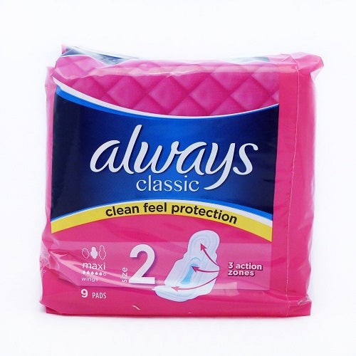 Always Classic Maxi Pads Size 2 9ct