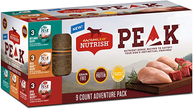 Rachael Ray Nutrish Peak Natural Grain Free Adventure Variety Pack Wet Dog Food, 3.5 oz, Count of 9