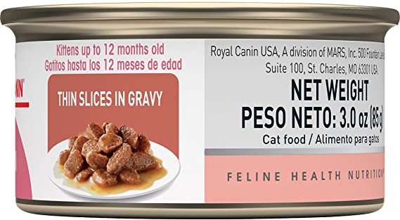 Royal Canin Feline Health Nutrition Kitten Thin Slices in Gravy Canned Cat Food, 3 oz can