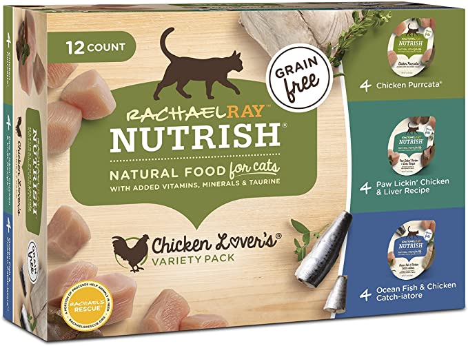 Rachael Ray Nutrish Natural Wet Cat Food, Chicken Lovers Variety Pack, 2.8 Ounce Cup (Pack of 12), Grain Free